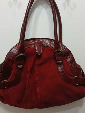 Bica Cheia Burgandy Suede Satchel